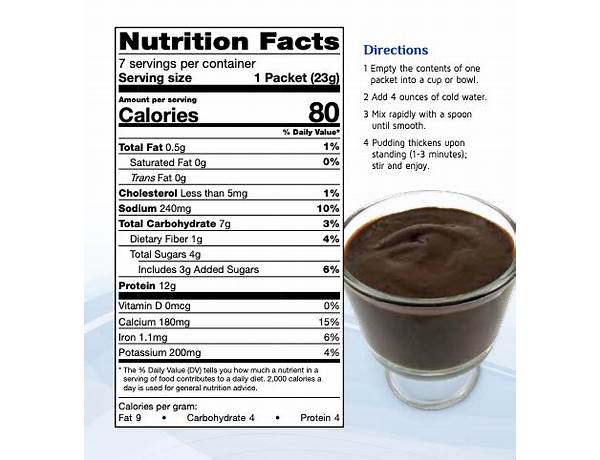 Dark chocolate pudding food facts