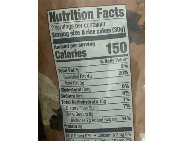 Dark chocolate rice cake nutrition facts