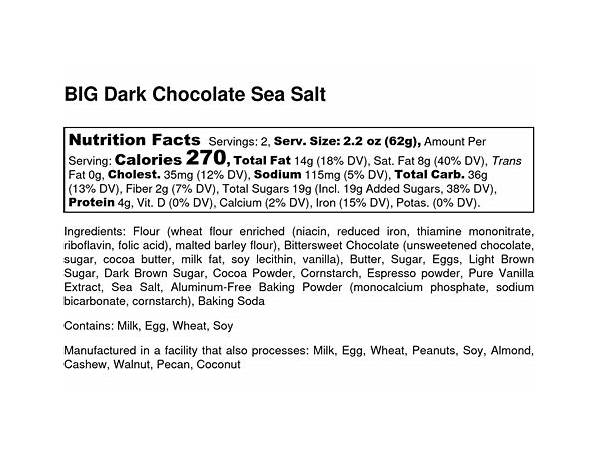 Dark chocolate sea salt food facts