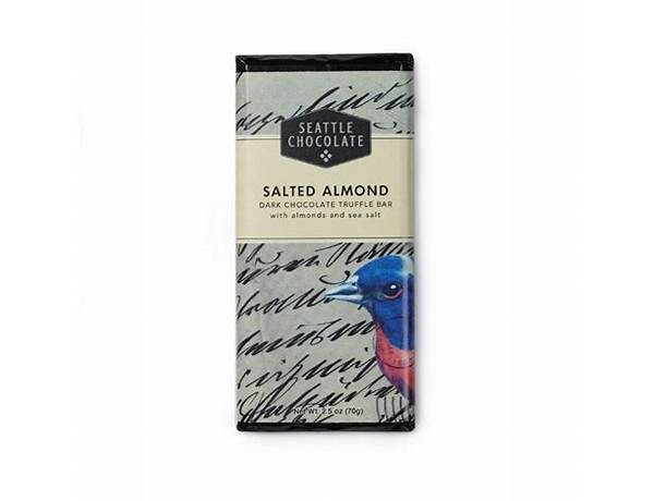 Dark chocolate truffle bar, salted almond ingredients