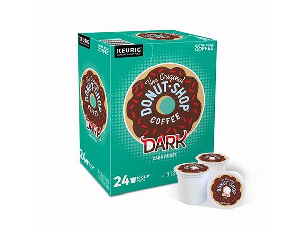 Dark k-cup coffee pods donut shop ingredients