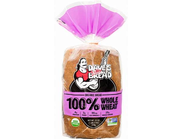Dave's killer bread, 100% whole wheat organic bread food facts