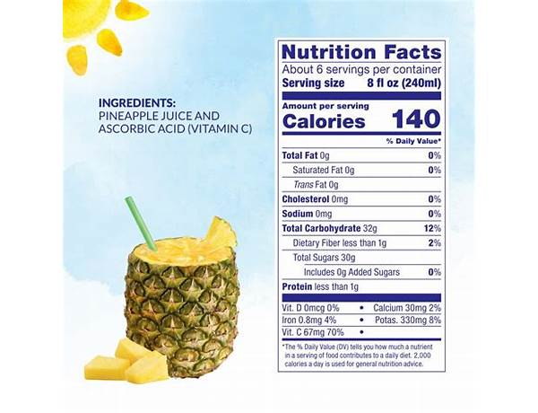 Day's, pineapple soda nutrition facts