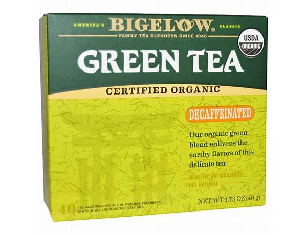 Decaffeinated green tea ingredients