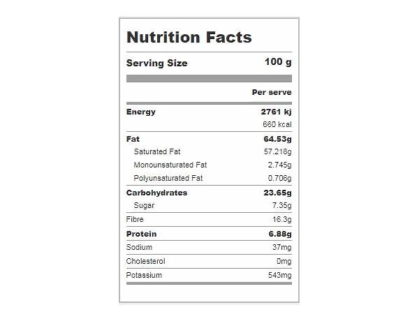 Dedicated coconut nutrition facts