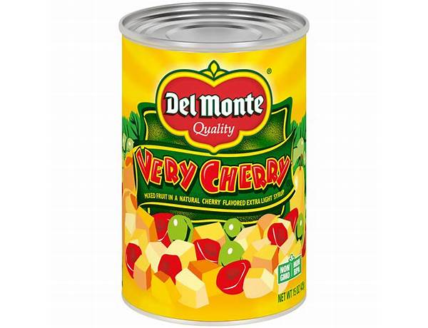 Del monte, very cherry mixed fruit in a light syrup food facts