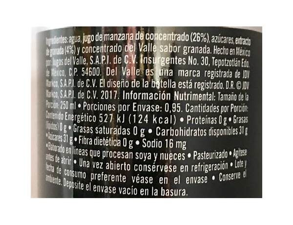 Del valle ingredients