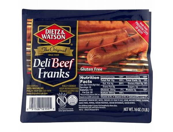 Deli beef franks food facts