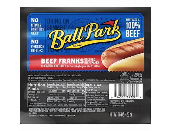 Deli beef franks nutrition facts