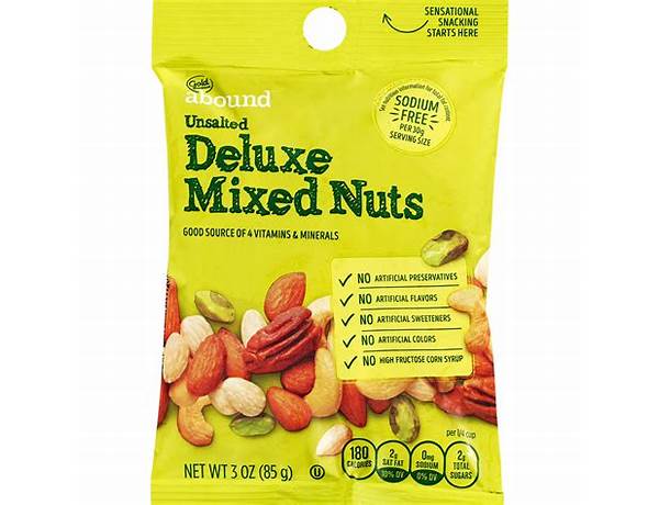 Deluxe mixed nuts unsalted food facts