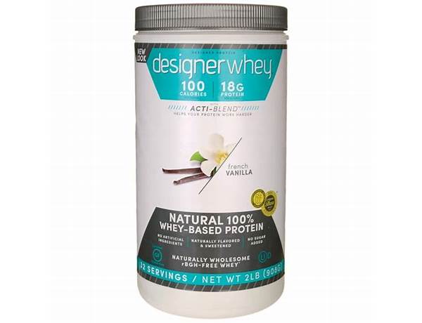 Designer whey natural 100% whey protein powder food facts