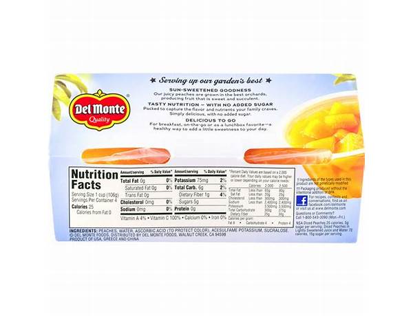 Diced peaches fruit cup snacks nutrition facts