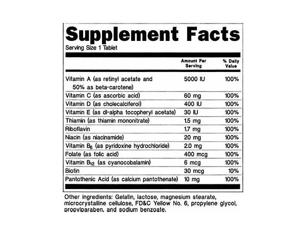 Dietary supplement food facts