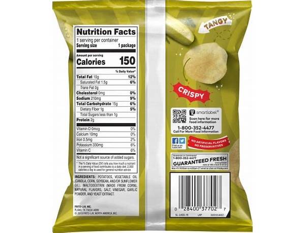 Dill pickle chips food facts