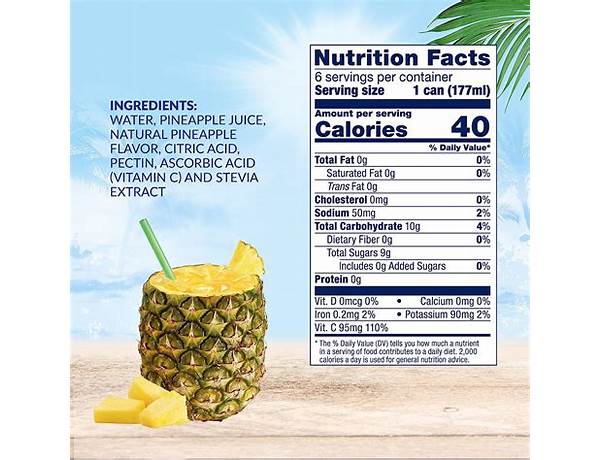 Dole light pinapple food facts