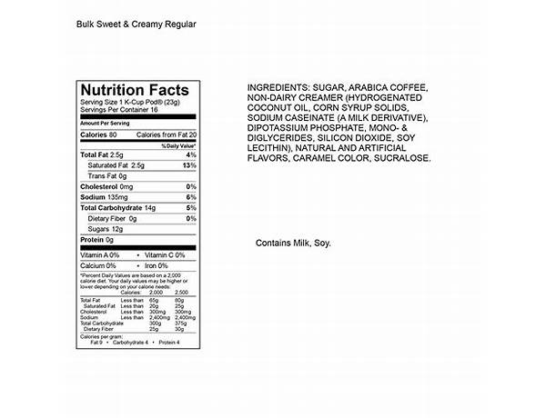 Donut shop medium roast coffee nutrition facts