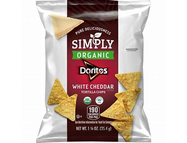 Doritos simply white cheddar tortilla chips food facts