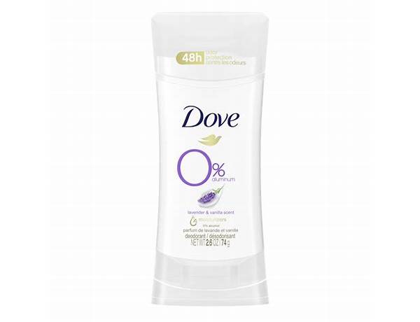 Dove lavender and vanilla deoderant - nutrition facts