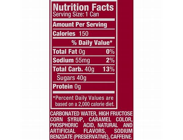 Dr pepper soda food facts