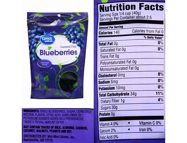 Dried blueberries food facts