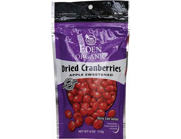 Dried cranberries apple juice sweetened food facts