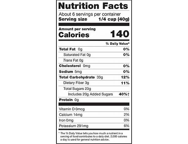 Dried cranberries apple juice sweetened nutrition facts