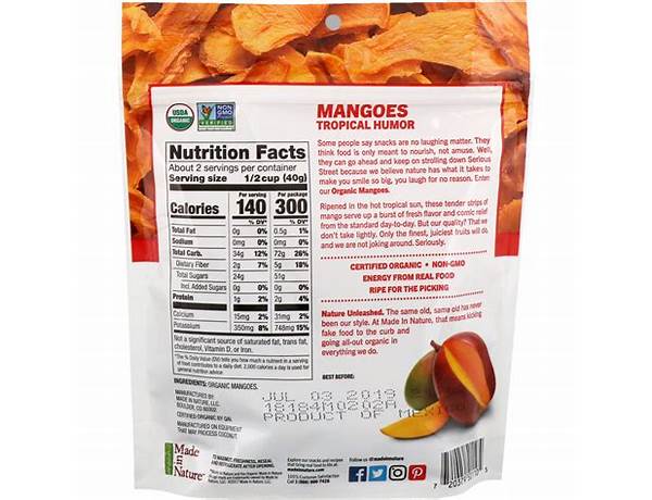 Dried mango slices food facts