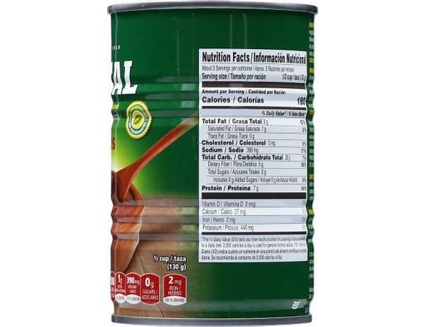 Ducal, refried beans nutrition facts