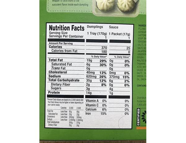 Dumplings - nutrition facts