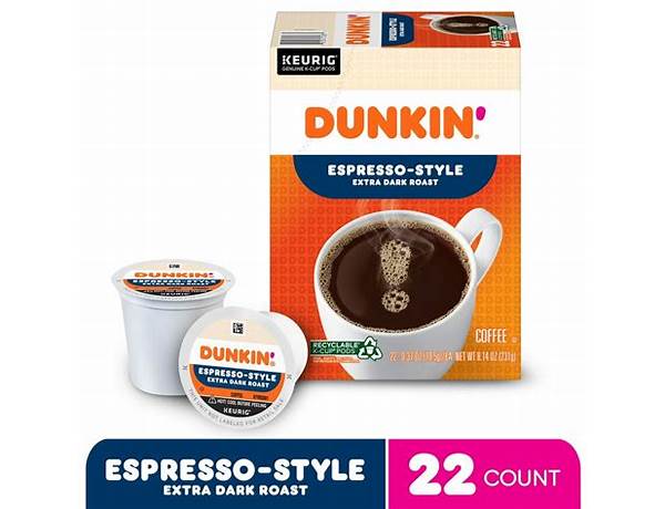 Dunkin' espresso-style extra dark roast (k-cup pods) food facts