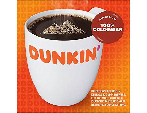 Dunkin' medium roast colombian k-cup pods food facts