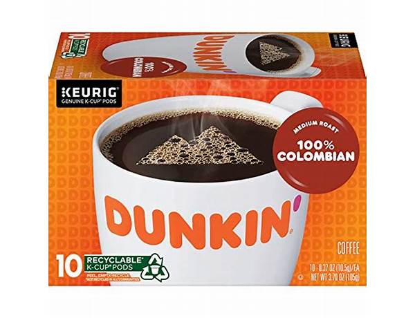 Dunkin' medium roast colombian k-cup pods ingredients