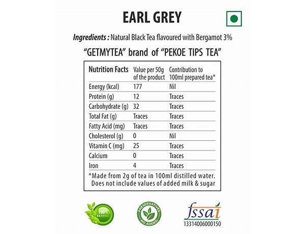 Earl grey tea food facts