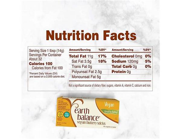 Earth balance vegan buttery sticks nutrition facts