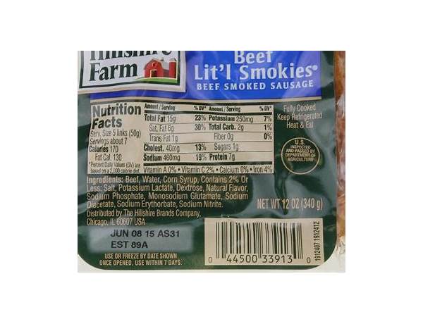 Eckrich lil smokies nutrition facts