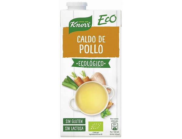 Eco caldo de pollo ecológico, sin gluten y sin lactosa envase 1 l food facts