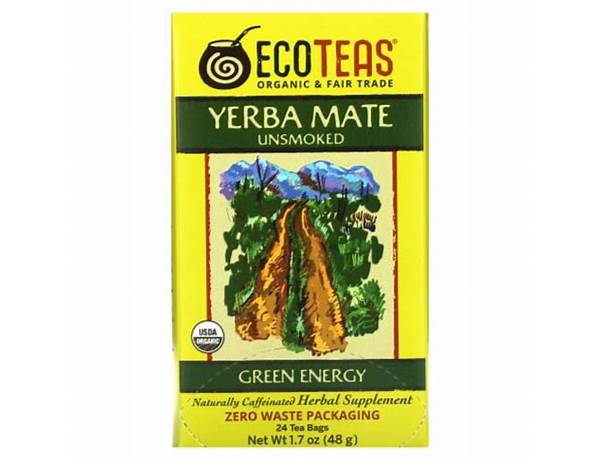 Ecoteas, yerba mate unsmoked herbal tea supplement nutrition facts