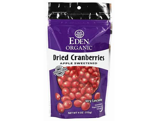 Eden organic dried cranberries apple sweetened food facts