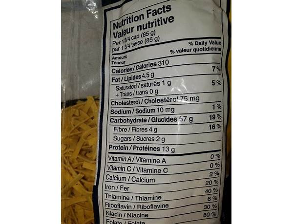 Egg noodles / nouilles aux oeufs nutrition facts