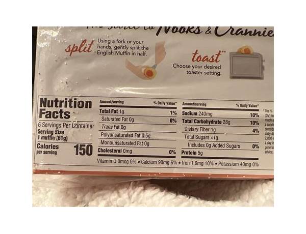 English muffins nutrition facts