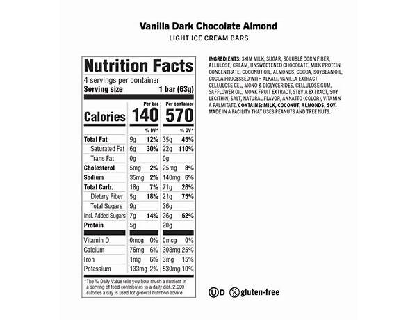 Enlightened vanilla dark chocolate almond light - food facts