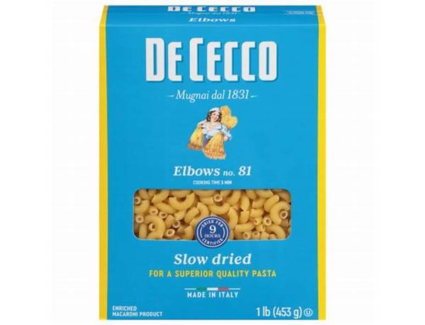 Enriched macaroni product, elbows, spaghetti, penne food facts