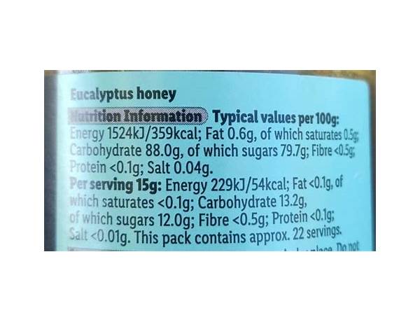 Eucalyptus raw honey nutrition facts