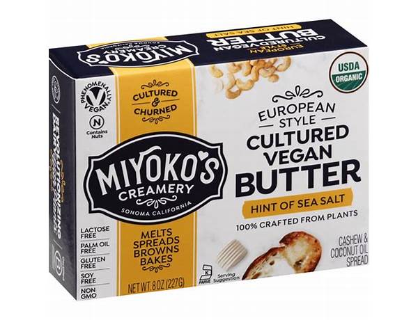 European style cultured vegan butter, european style food facts