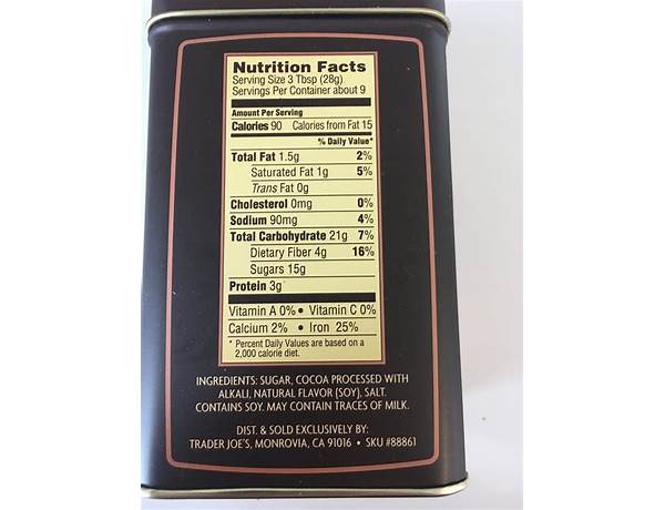 European style sipping chocolate mix nutrition facts