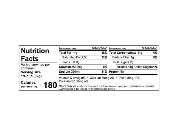 Everything bagel cashews nutrition facts