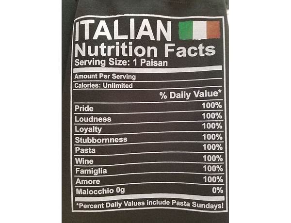 Everything italian - nutrition facts