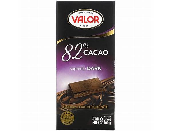 Extra dark chocolate 82% cocoa food facts