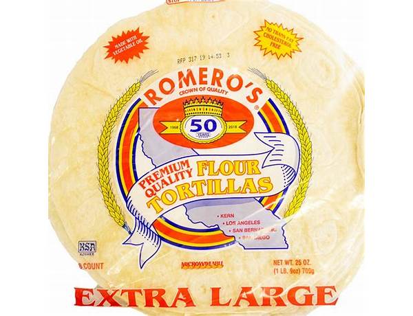 Extra large flour tortillas food facts