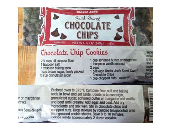 Extra large semi-sweet chocolate chips food facts